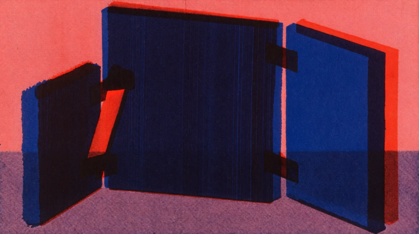 Le cocon sémantique présente trois panneaux bleus rectangulaires reliés par des charnières noires sur un fond rose.