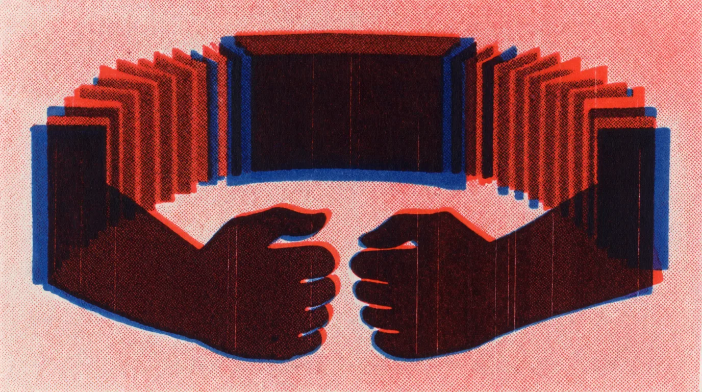 La topical authority montre deux mains sombres tenant le soufflet plissé d'un accordéon formant un cercle rouge et bleu.